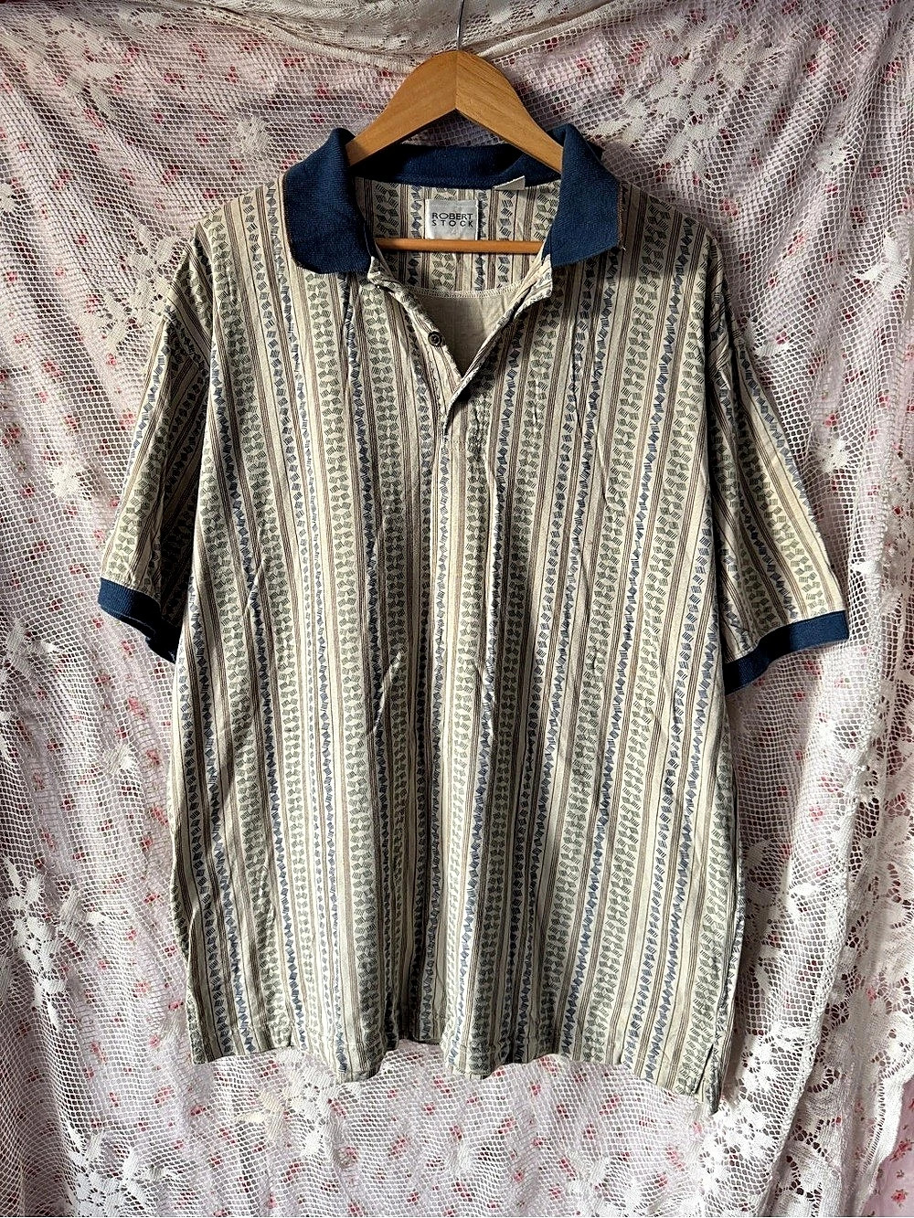 Robert Stock Men's Patterned Polo Size Large